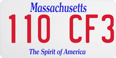 MA license plate 110CF3