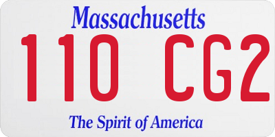MA license plate 110CG2