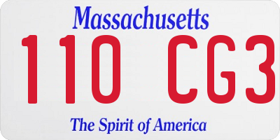 MA license plate 110CG3