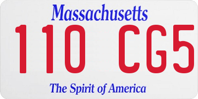 MA license plate 110CG5