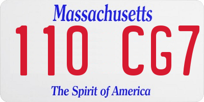 MA license plate 110CG7