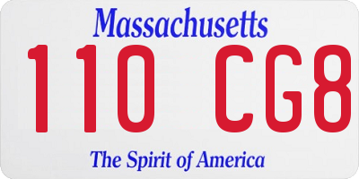 MA license plate 110CG8