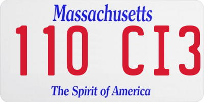 MA license plate 110CI3
