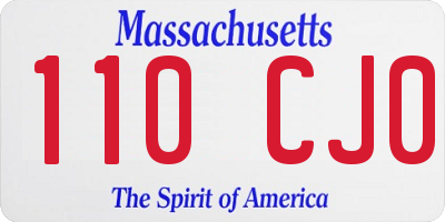 MA license plate 110CJ0