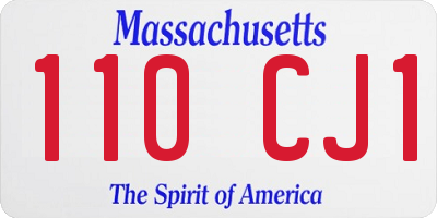 MA license plate 110CJ1
