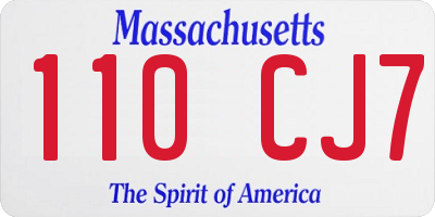 MA license plate 110CJ7