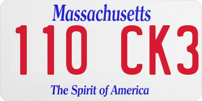 MA license plate 110CK3