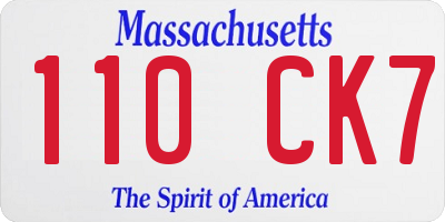 MA license plate 110CK7