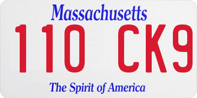 MA license plate 110CK9