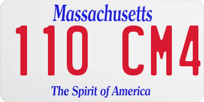 MA license plate 110CM4