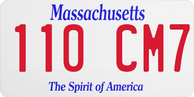 MA license plate 110CM7