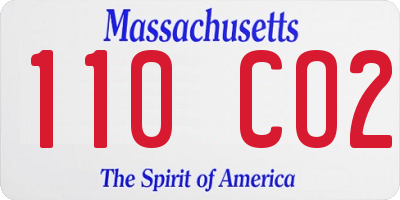 MA license plate 110CO2