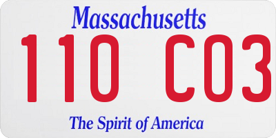 MA license plate 110CO3