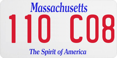 MA license plate 110CO8