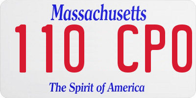 MA license plate 110CP0