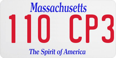 MA license plate 110CP3
