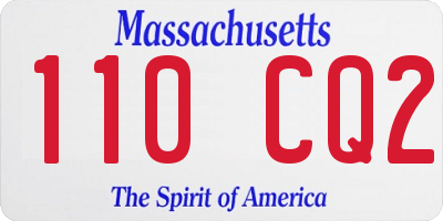 MA license plate 110CQ2
