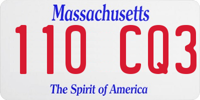 MA license plate 110CQ3