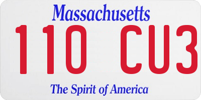 MA license plate 110CU3