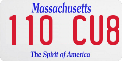 MA license plate 110CU8