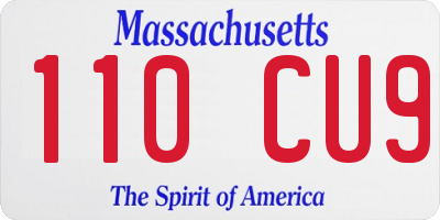 MA license plate 110CU9