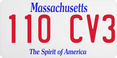 MA license plate 110CV3