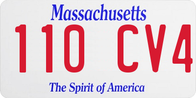 MA license plate 110CV4