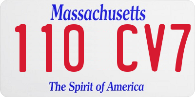 MA license plate 110CV7