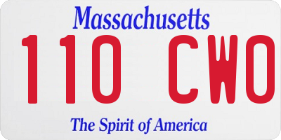 MA license plate 110CW0