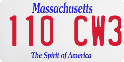 MA license plate 110CW3