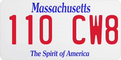 MA license plate 110CW8