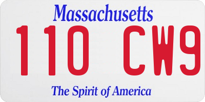 MA license plate 110CW9