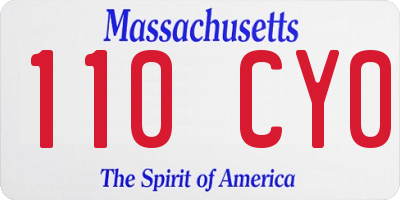 MA license plate 110CY0