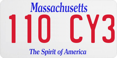 MA license plate 110CY3