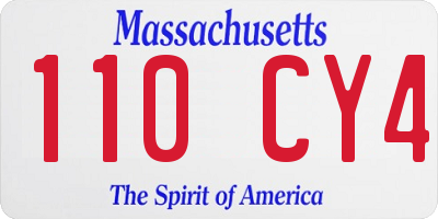 MA license plate 110CY4