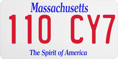 MA license plate 110CY7