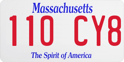 MA license plate 110CY8