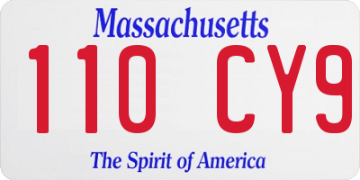 MA license plate 110CY9
