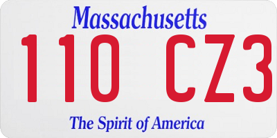 MA license plate 110CZ3