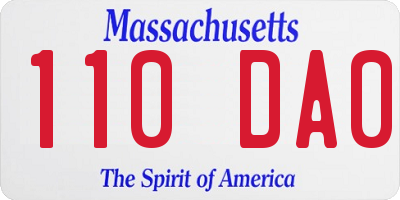 MA license plate 110DA0