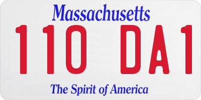 MA license plate 110DA1