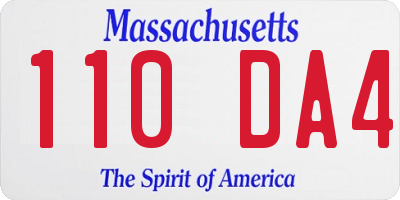 MA license plate 110DA4
