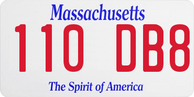 MA license plate 110DB8