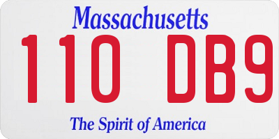 MA license plate 110DB9