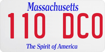 MA license plate 110DC0