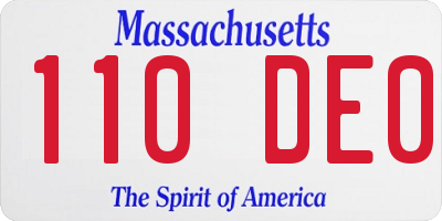 MA license plate 110DE0