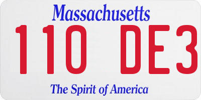MA license plate 110DE3