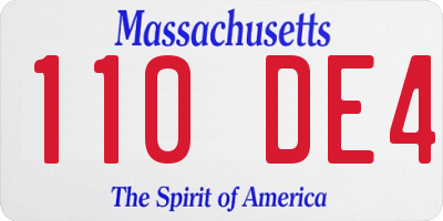 MA license plate 110DE4