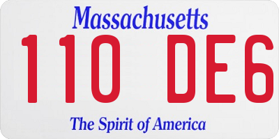 MA license plate 110DE6