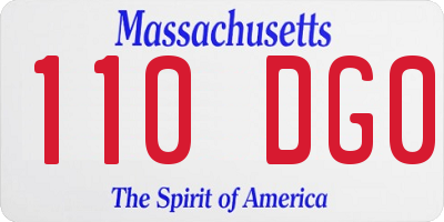 MA license plate 110DG0